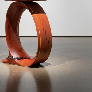 Luxury Circular Halo Solid Wood Side <b>Table</b> Modern Handcrafted Ring Ottoman & End <b>Table</b> for Designer Home Hotel Lounge Decor - Product Image 5