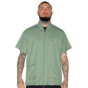 Men's Green Short Sleeve Zipper Vest Casual Breathable Polyester Outerwear Turn-<b>down</b> Collar Pockets Summer Wear - Product Image 1