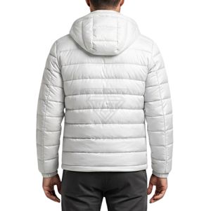 Chaqueta acolchada blanca, gruesa, con capucha, transpirable, 100% poliéster, a prueba de viento, estilo urbano para hombre. - Product Image 2