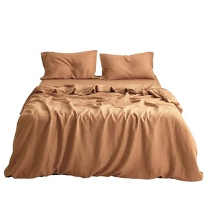 Juego de Sábanas Planas de Lino, Color Sólido, Transpirables, para Uso en Todas las Estaciones, Ropa de Cama para Adultos, Juego de Sábanas Lisas Teñidas - Product Image 1
