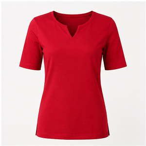 Camiseta Roja para Mujer, Cuello en V, Manga Corta, Corte Regular, WTS-0087 - Product Image 1