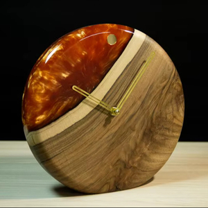 Contemporary Epoxy Resin Wooden <b>Table</b> <b>Clock</b> For Gifting & Homedecor Luxury Smooth Polish Finished Time Piece For Restaurant - Product Image 1