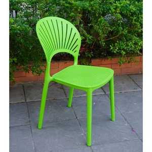 Silla Moderna Ecológica de Plástico Moldeado Verde Impermeable con Respaldo Ventilado para Jardín, Fiestas y Superficies de Alfombra - Product Image 2