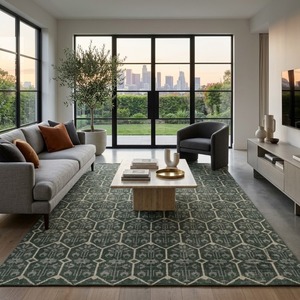 Soft <b>Hand</b> <b>Tufted</b> Wool Floor <b>Rug</b> With Artistic Abstract Motifs For Modern Living Spaces And Comfortable Indoor Styling - Product Image 3