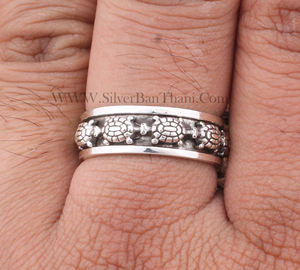 แหวนรูปเต่าทะเล ดีไซน์เรียบง่าย ทำจากเงินแท้ 925 สำหรับผู้หญิง ขายส่ง - Product Image 1