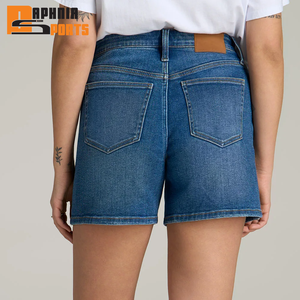 Shorts en jean taille haute pour femme, coupe ample, ourlet retroussé, prix raisonnable - Product Image 3