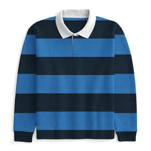 Ropa Deportiva de Rugby Unisex de Talla Grande, Color Negro y Azul, de Secado Rápido, Transpirable, de Algodón y Poliéster, Personalizable - Product Image 1