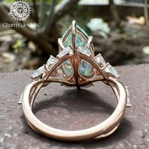 Bague de fiançailles classique pour femme Charm_Jewells en argent plaqué or rose avec moissanite taille coussin et sertissage à griffes - Product Image 2