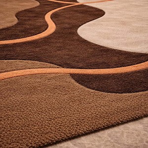 Tapis de luxe géométrique neutre marron en laine tuftée à la main, tapis moelleux moderne pour salon, chambre à coucher, décoration intérieure nordique - Product Image 3