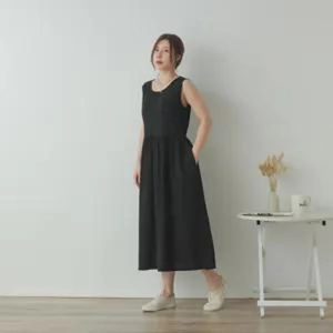 Vestido de lino 100% orgánico para mujer, vestido sin mangas de corte A ajustado, ropa de lino personalizada en tallas grandes - Product Image 3