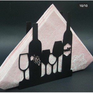 Porte-boîte à mouchoirs fantaisie en forme de bouteille de vin et verre, sur pied, pour utilisation sur table - Product Image 2