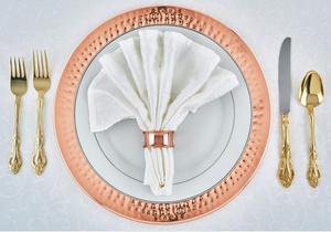 Hammered <b>Copper</b> Charger Plate Round <b>Copper</b> Charger with Textured Rim for <b>Table</b> Setting Decor - Product Image 4