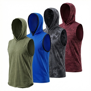 Athletic <b>Workout</b> Casual <b>Hoodies</b> Quick Dry Custom Logo Fitness Solid Color Cotton Gym Short Sleeves men's <b>hoodies</b> - Product Image 1