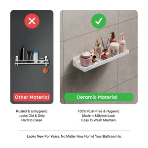 ชั้นวางของในห้องน้ำแบบติดผนัง วัสดุเซรามิกอัลลอยด์ สำหรับห้องอาบน้ำ พร้อมที่ระบายน้ำอย่างง่าย - Product Image 5