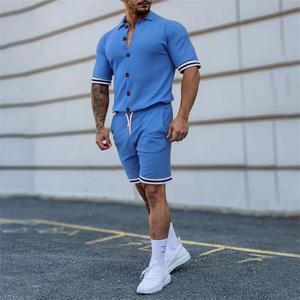 Conjunto de Camiseta Polo y Pantalones Cortos de Algodón Blanco para Hombre, Estilo Casual de Verano, Dos Piezas, Transpirable, Tejido de Punto, Color Sólido, Estilo Deportivo - Product Image 5