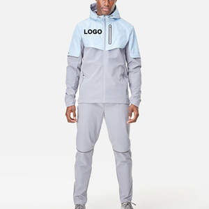 Ensemble de survêtement coupe-vent personnalisé de haute qualité avec logo, demi-zip, pour homme, en nylon, coupe oversize - Product Image 3
