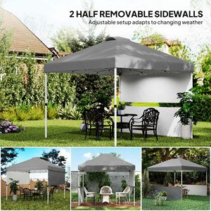 Tenda Parasole 3x3m Grigio Scuro UV50+ con 2 Pareti Laterali e Borsa con Ruote - Product Image 5