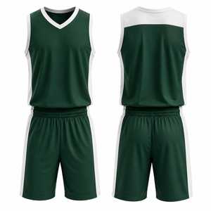 Ensemble Maillot et Short de Basketball Personnalisé Vert et Blanc – Tenue de Sport Professionnelle Respirante pour Équipe – Kit de Match Personnalisé - Product Image 1