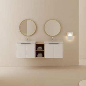 Mobile da Bagno con Chiusura Ammortizzata da 60 Pollici con Lavabo e Piccoli Ripiani Portaoggetti BVC07460WHLTK - Product Image 2
