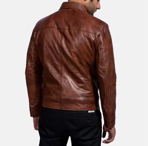 เสื้อแจ็คเก็ตหนังผู้ชาย สไตล์ลำลอง ทนทาน ทรงพอดีตัว คอตั้ง ลายตัวอักษร สำหรับฤดูหนาว - Product Image 2