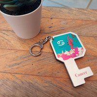 Porte-clés et support de téléphone en alliage de zinc durable et acrylique, motif horoscope (Cancer), imprimé sérigraphié, pour cadeau de remise de diplôme