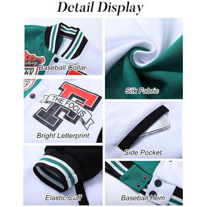 Green Women's Regular Varsity <b>Jacket</b> Color Block Letter Print Y2k Button Custom Embroidery <b>Corduroy</b> Sheep Skin Bomber Uniform - Product Image 5