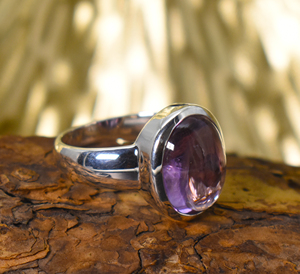 Purple Amethyst <b>Ring</b> , Oval Cabochon <b>Ring</b>, 925 Sterling <b>Silver</b> <b>Ring</b>, Purple Gemstone <b>Ring</b>, <b>Men</b>’s Bezel <b>Ring</b>, Bold Unisex - Product Image 3