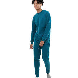 Survêtement en coton uni pour homme, col rond, manches longues, décontracté, avec cordon de serrage et poches latérales, pour l'automne - Product Image 1