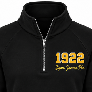 Sweat-shirt à demi-zip noir pour femmes Sigma Gamma Rho, avec motif de sororité grecque, personnalisé, décontracté, style universitaire et streetwear - Product Image 6
