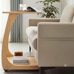 Chariot de rangement de cuisine en bois massif SINTERIOR, double niveau, à roulettes, résistant à l'eau, pour organiser et optimiser l'espace dans les maisons modernes - Product Image 2