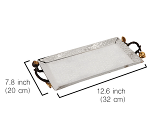 Bandeja Decorativa para Hotel en Oferta, con Asas Esculpidas en Metal Martillado con Forma de Granadas, Pieza Auténtica Personalizada - Product Image 3