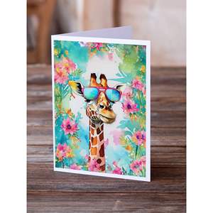 Whimsical A7 tamaño 5x7 nuevo Hippie Animal jirafa tarjetas de notas en blanco Paquete de 8 con sobres tarjetas de felicitación - Product Image 2