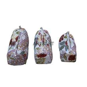 Juego de Bolsas de Maquillaje Grandes, Acolchadas de Algodón, Estampadas Multicolor, Resistentes al Agua, Ecológicas, Suaves, Ligeras, con Cierre, Ideales para Viajar - Product Image 1