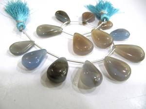 Cuentas Lisas de Calcedonia Natural en Forma de Pera de 15-20 mm, Vendidas por Hilo de 8 Pulgadas de Largo - Product Image 5