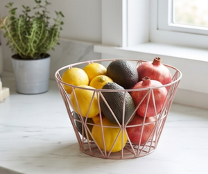 Finest Quality Geometric Metal Wire <b>Storage</b> <b>Basket</b> Rose <b>Gold</b> Modern Design Multi Purpose Organization Bin - Product Image 5