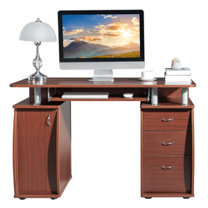 Coffee Color 1pc Door and 3pcs Drawers Computer <b>Desk</b> Portable MDF (115* 55*74cm 15mm) 1 Box - Product Image 5