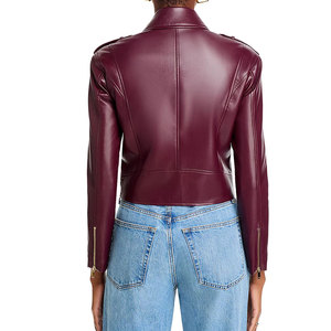 Chaqueta de Cuero Premium para Mujer, Elegante, Corte Entallado, Abrigo de Moda, Prenda Exterior de Cuero Genuino Suave para la Colección Otoño Invierno - Product Image 4