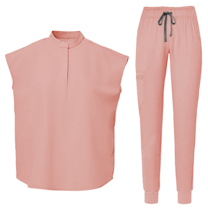 Ensemble de blouses médicales sans manches pour femmes, col montant, pantalon jogger, taille élastique avec cordon de serrage, uniforme d'infirmière avec poches - Product Image 4