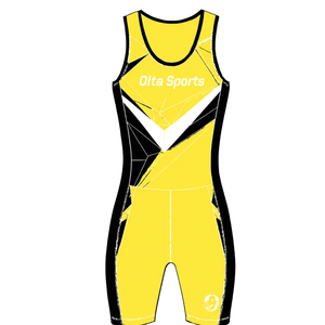 Bright Yellow Black and White Rowing Champ Suit <b>Mens</b> Sleeveless Competition Uniform Performance Racing Singlet Custom Wholesale - Product Image 2