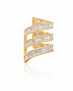 Luxury Baguette Cut Lab Grown Diamond Triple <b>Row</b> Ear Cuff 10K/14K/18K Gold & 925/935 Silver Wedding <b>Gift</b> for Women - Product Image 3