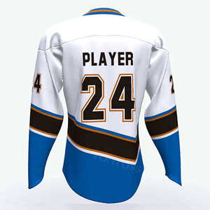 Maillot de hockey sur glace personnalisé, uniforme d'équipe de haute qualité, vente en gros, col en V, 100% polyester, tissu respirant, vêtements d'équipe - Product Image 5