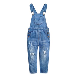 Salopette unisexe en jean, longueur intégrale, couleur unie, taille mi-haute, coupe droite, bretelles réglables, fermeture boutonnée, poches plaquées, coton délavé - Product Image 3