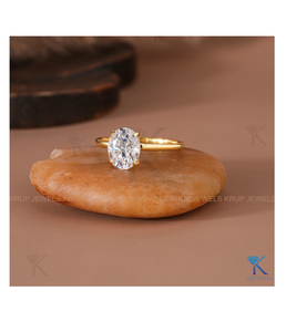 Designer Oval Cut <b>Solitaire</b> Diamond <b>Ring</b> 18K Gold Engagement <b>Ring</b> for Women Bridal Wedding Jewelry Custom Fine Jewelry - Product Image 2