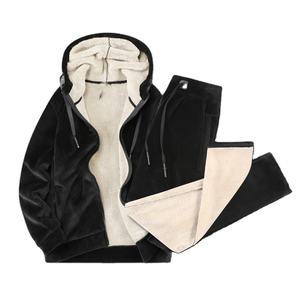 OEM Customized Embroidery logo design fashionable and trendy casual wear hooded fleece-lined hoodie pant suit - Product Image 1