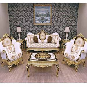 Juego de Sofás Clásico de Madera Maciza para 5 Personas, Tallado a Mano, Diseño Moderno para el Hogar, Compre en Línea, Muebles Clásicos para Sala de Estar, California - Product Image 1