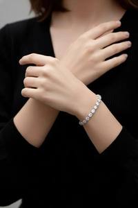 Moissanite Oval Cut Tennis Bracelet Silver Unisex Trendy Claw Setting for Wedding Anniversary Engagement Party <b>Gift</b> - Product Image 1