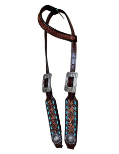 Vente en gros de serre-tête en cuir de cheval de style occidental à une oreille avec point mâle sculpté à la main pour l'équitation - Product Image 4