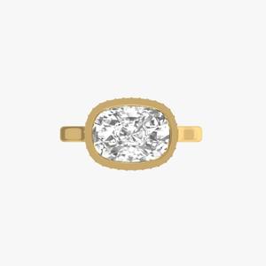 Bague de fiançailles élégante en argent sterling 925 avec diamant de laboratoire taille coussin de 4,00 carats, couleur F, clarté VS1, sertie clos et pavé halo - Product Image 6