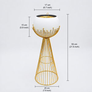 Brûle-encens blanc élégant avec un support en fil doré fin et un rebord orné, pièce de décoration luxueuse pour les espaces modernes - Product Image 6