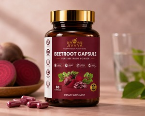 Capsules de Betterave JIVVYA, 60 Comprimés, Poudre de Betterave Pure, Complément Alimentaire Végétalien, Soutien à la Santé Cardiaque - Product Image 1